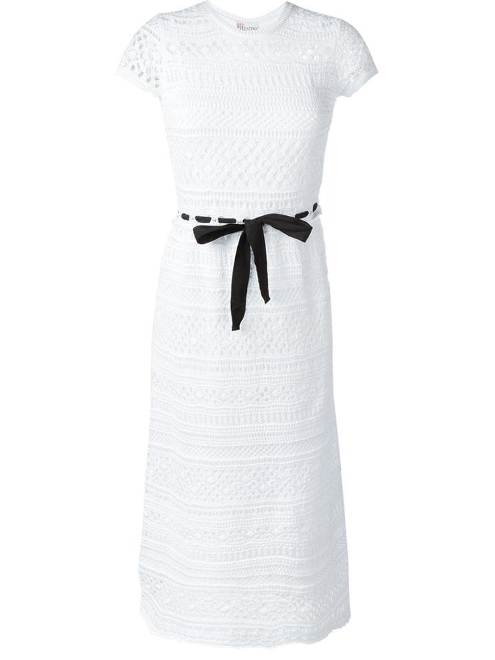 Red Valentino Crochet Contrast Tie Midi Dress