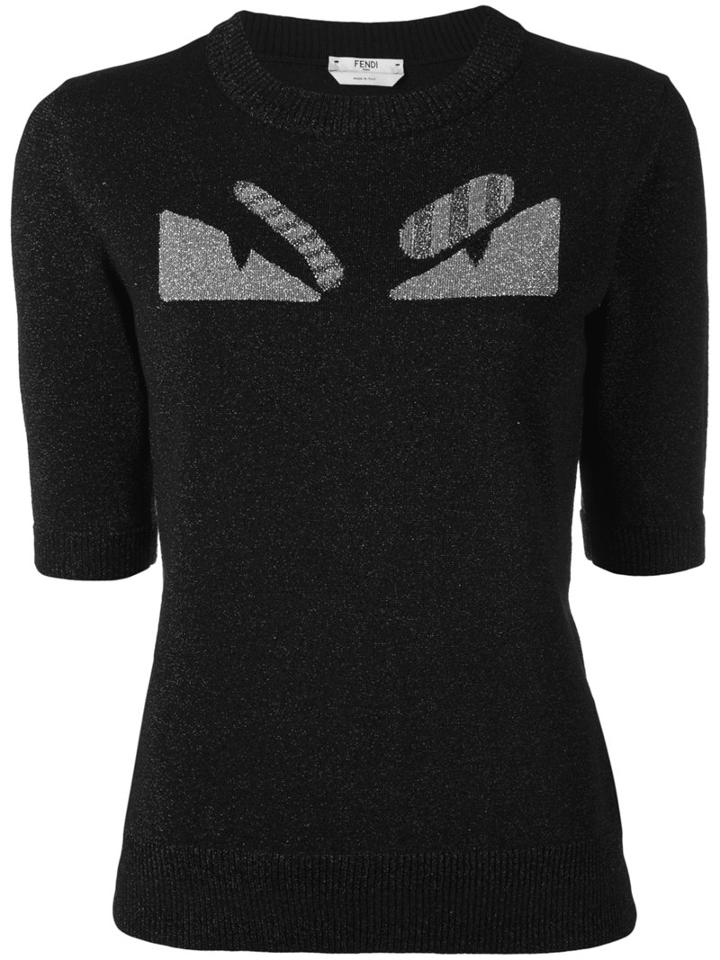 Fendi - 'bag Bug' Knitted T-shirt - Women - Polyamide/polyester/wool - 42, Black, Polyamide/polyester/wool