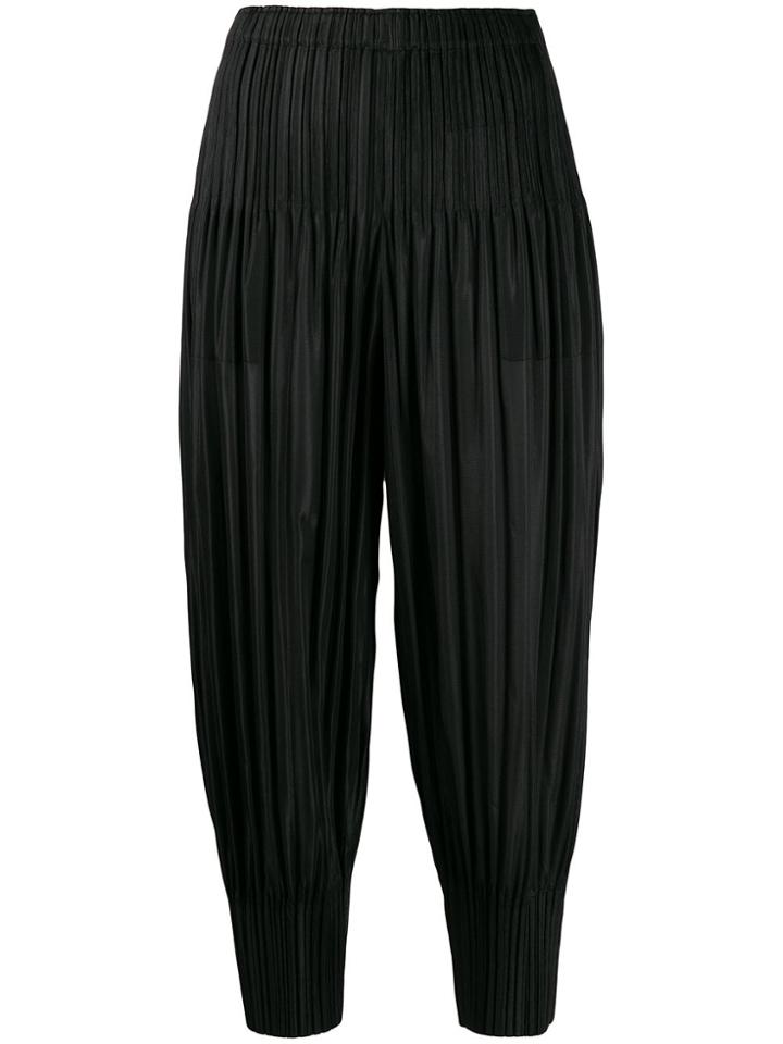 Pleats Please Issey Miyake Pleated Tapered Trousers - Black