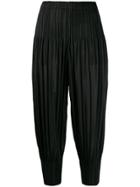 Pleats Please Issey Miyake Pleated Tapered Trousers - Black