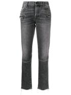 Unravel Project High-rise Straight-leg Frayed Jeans - Black