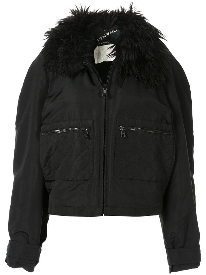 Chanel Pre-owned Textured Collar Zip-front Jacket - Black
