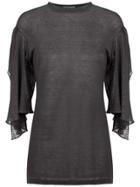 Sissa 7/8 Cut Out Sleeves Blouse - Black