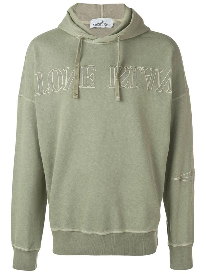 Stone Island Upside Down Logo Hoodie - Green