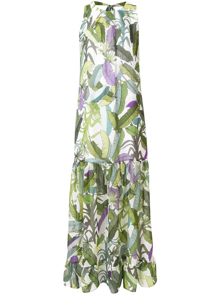 Liu Jo Long Leaf Print Dress - White