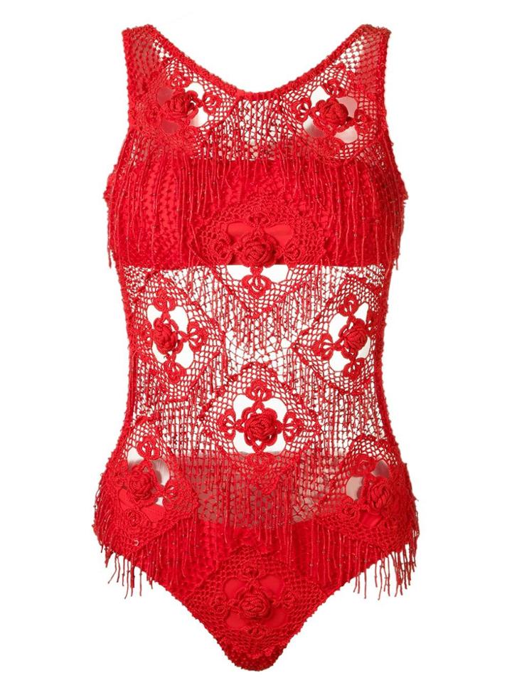 Amir Slama Crochet Swimsuit - Red