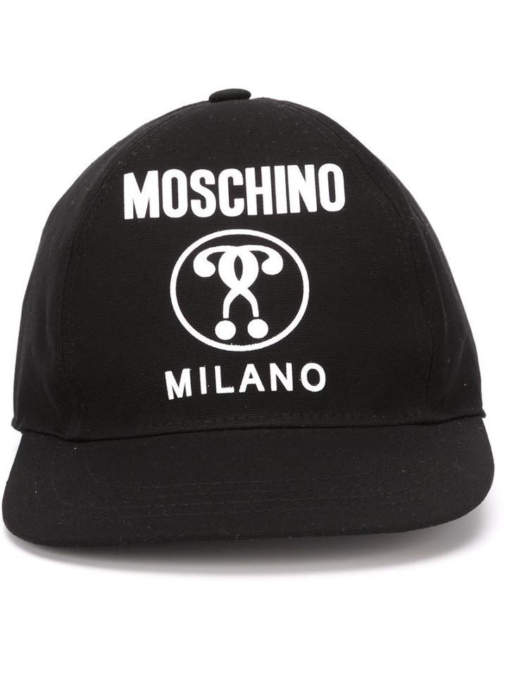 Moschino Question Mark Print Cap, Men's, Size: Medium, Black, Cotton