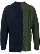 Sacai Two-tone Cable-knit Jumper - Blue