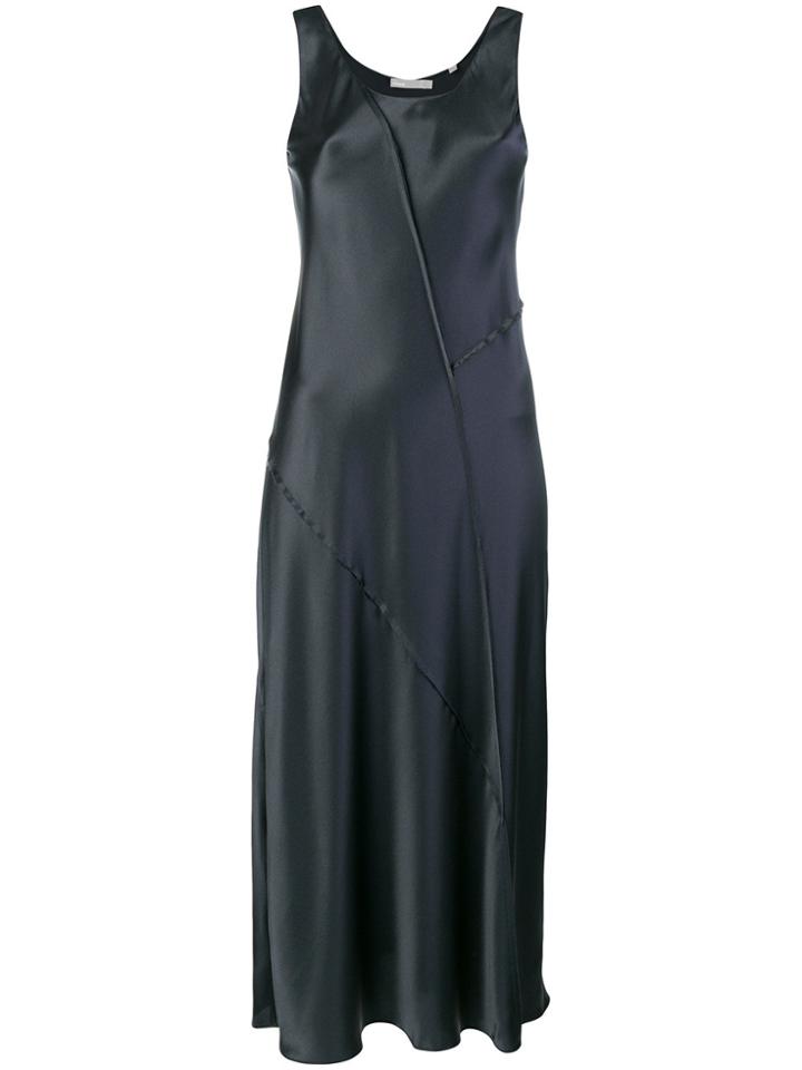 Vince Panelled Satin Midi Dress - Blue