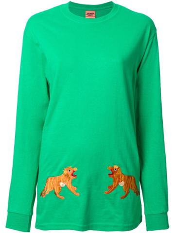 Growing Pains Embroidered T-shirt, Women's, Size: Small, Green, Cotton