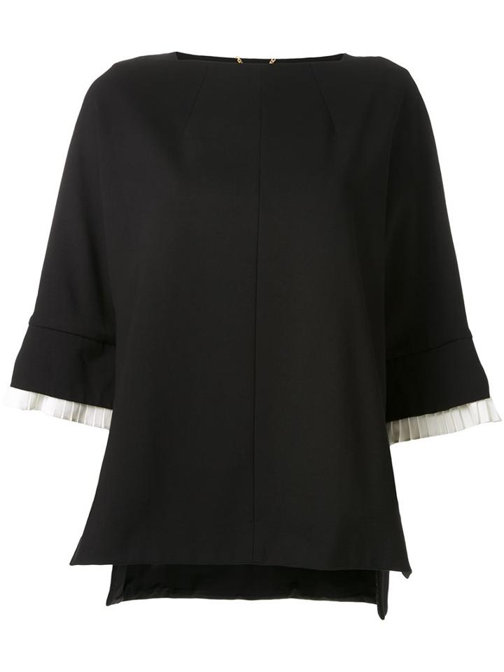 Muveil Bell Ruffled Sleeves Blouse, Women's, Size: 36, Black, Cotton/polyester/nylon