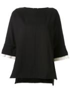 Muveil Bell Ruffled Sleeves Blouse, Women's, Size: 36, Black, Cotton/polyester/nylon