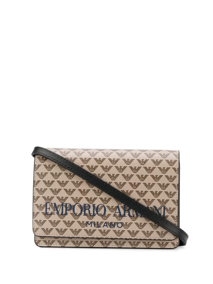 Emporio Armani Logo Print Shoulder Bag - Brown