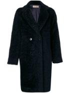 Blanca Textured Double Breasted Coat - Blue