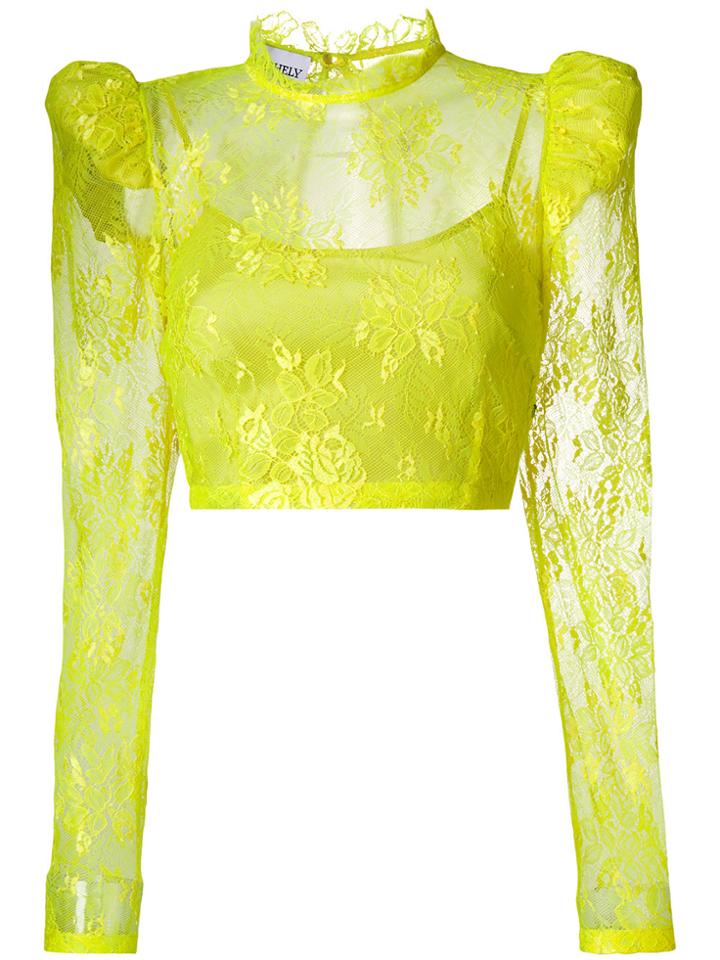 Daizy Shely Lace Cropped Blouse - Yellow & Orange