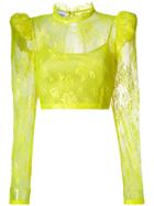 Daizy Shely Lace Cropped Blouse - Yellow & Orange