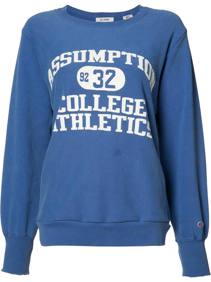 Re/done - Oversized Printed Sweatshirt - Women - Cotton/polyester - 1, Women's, Blue, Cotton/polyester