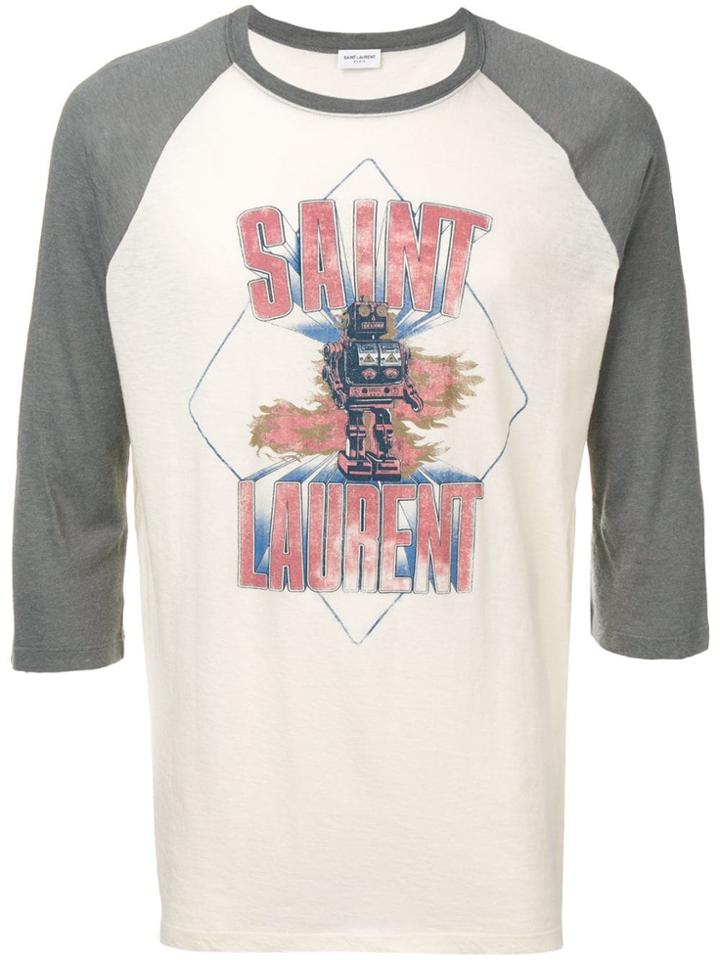Saint Laurent Robot Logo T-shirt - Neutrals