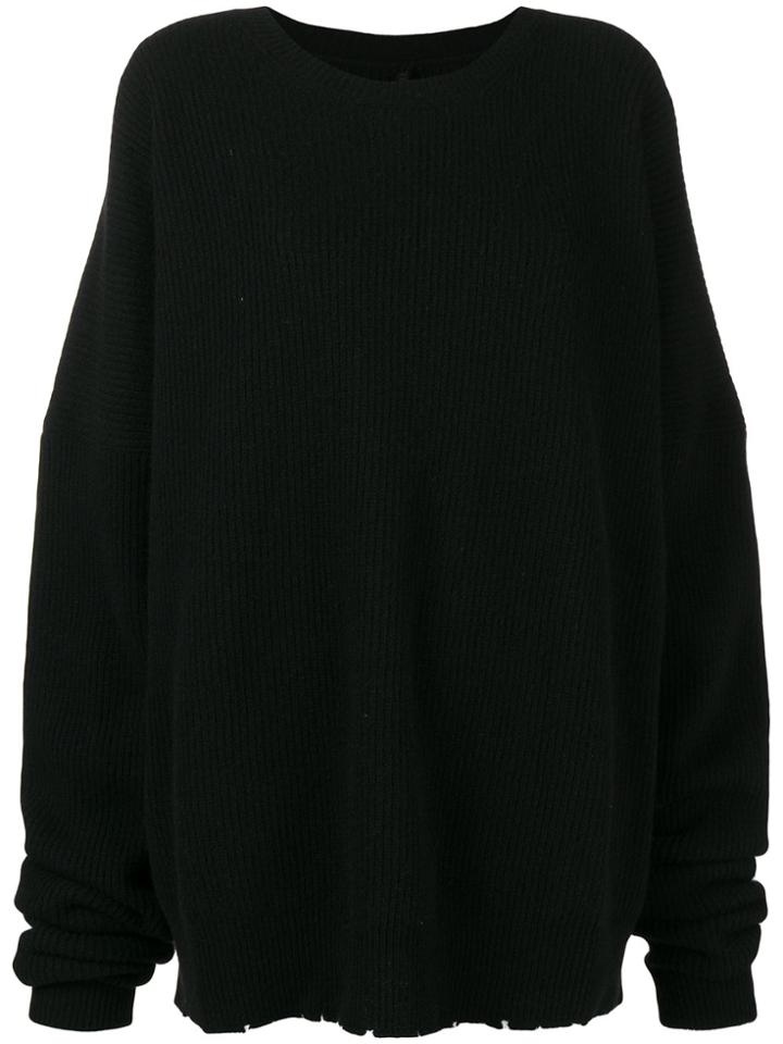 Unravel Project Ribbed Distressed Jumper - Black