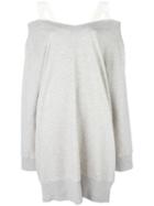 Mm6 Maison Margiela Oversized Cold-shoulder Sweatshirt, Women's, Size: Xs, Grey, Cotton/spandex/elastane