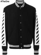 Off-white Varsity Jacket, Men's, Size: Small, Black, Cotton/acrylic/polyamide/virgin Wool