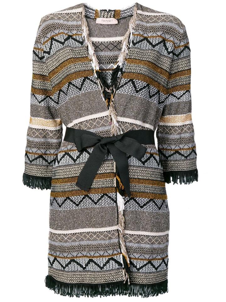 Twin-set Patterned Cardi-coat - Neutrals