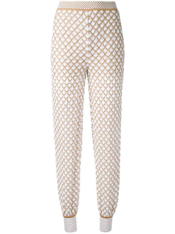Missoni Knitted Tapered Trousers, Women's, Size: 38, White, Cotton/polyester/cupro
