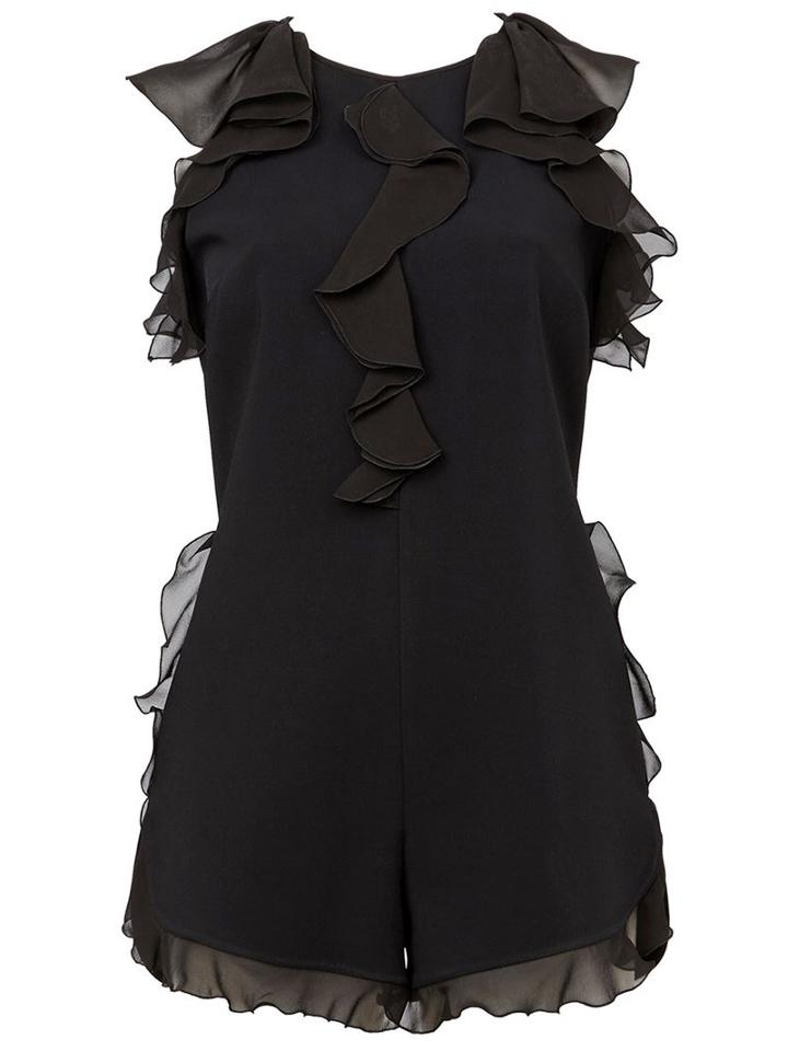 Giamba Ruffled Trim Playsuit, Women's, Size: 40, Black, Silk/polyester/spandex/elastane/viscose