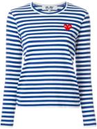 Comme Des Garçons Play Striped Heart Logo T-shirt - Blue
