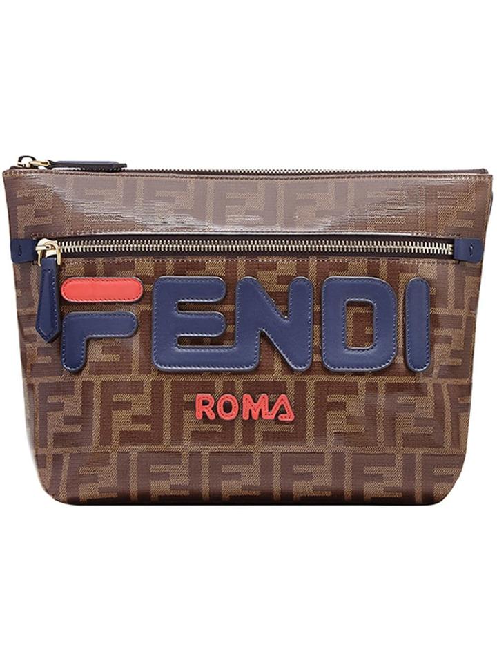 Fendi Double F Logo Clutch Bag - Brown