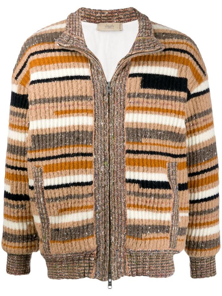 Maison Flaneur Striped Knit Cardigan - Neutrals