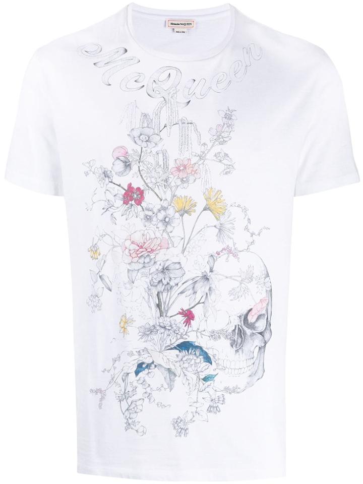 Alexander Mcqueen Botanical Skull T-shirt - White