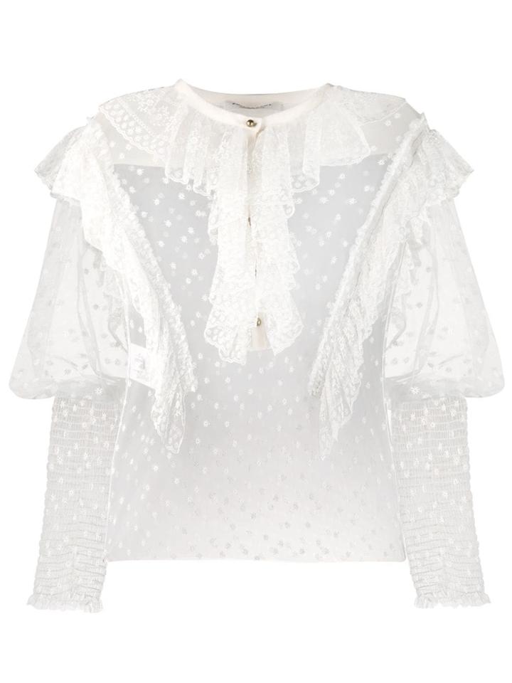 Philosophy Di Lorenzo Serafini Sheer Frilly Blouse - White