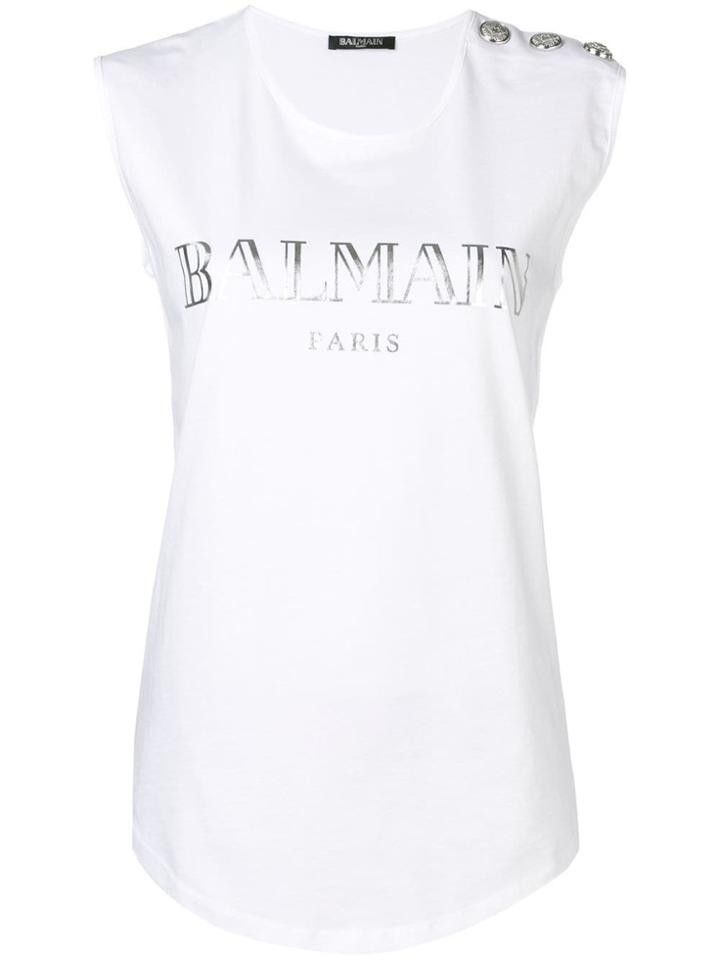 Balmain Embellished Buttons Top - White