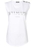 Balmain Embellished Buttons Top - White