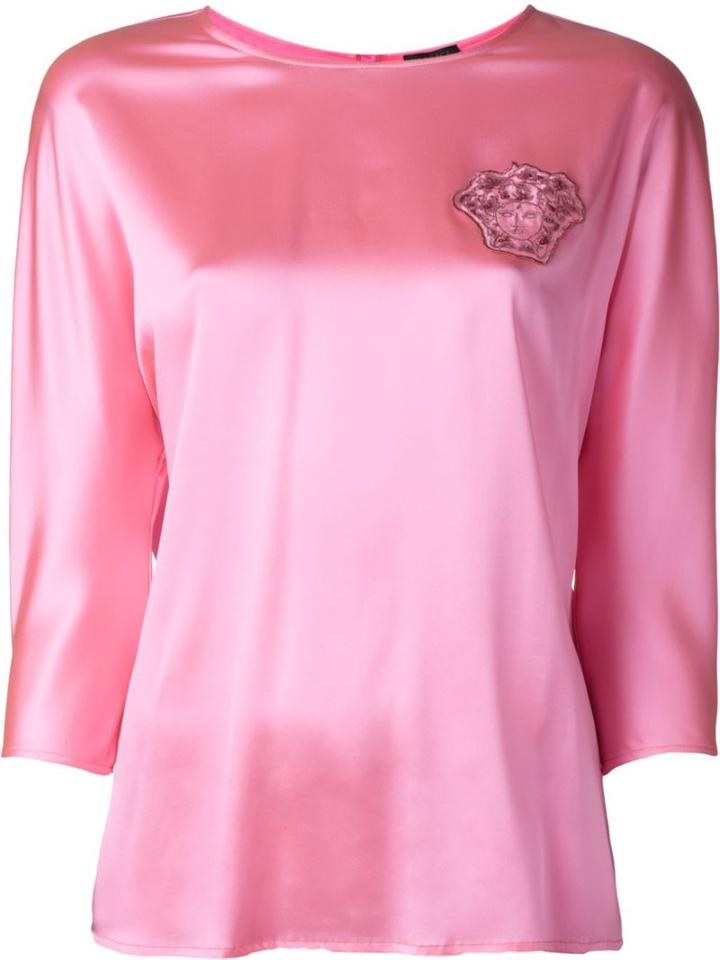 Versace Satin Effect Top, Women's, Size: 44, Pink/purple, Silk/spandex/elastane