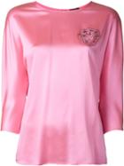 Versace Satin Effect Top, Women's, Size: 44, Pink/purple, Silk/spandex/elastane