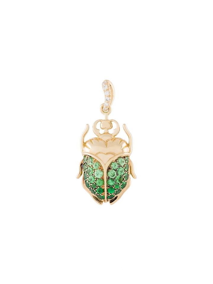 Aurelie Bidermann 'scarab' Tsavorite And Diamond Pendant