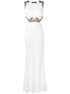 Alexander Mcqueen - Bejewelled Gown - Women - Silk/acetate/viscose/glass - 40, White, Silk/acetate/viscose/glass