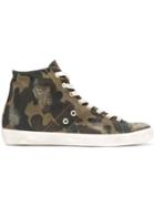 Leather Crown Camouflage Hi-top Sneakers - Green