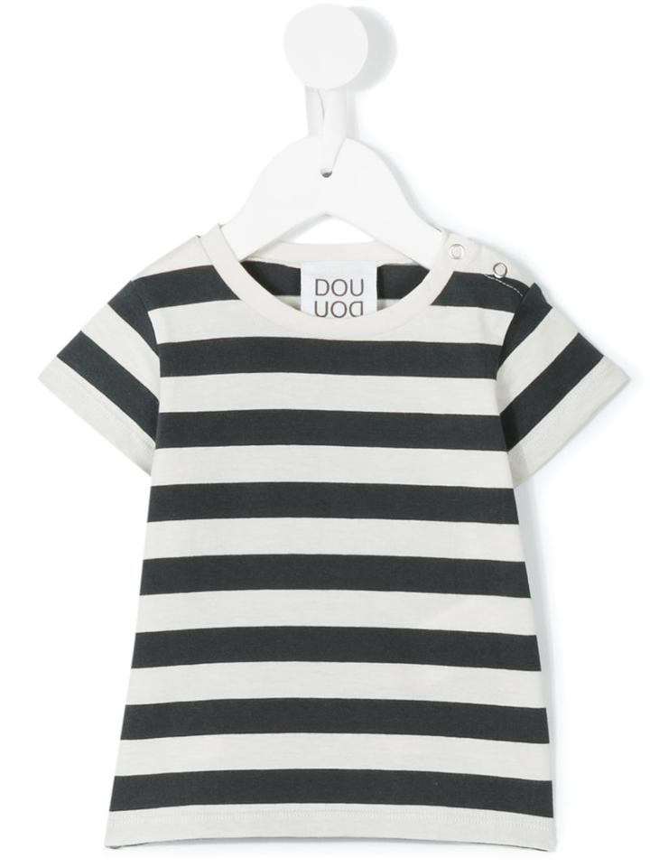 Douuod Kids - Striped T-shirt - Kids - Cotton - 12 Mth, Black