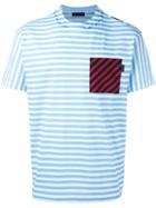 Prada Striped T-shirt, Men's, Size: Medium, Blue, Cotton