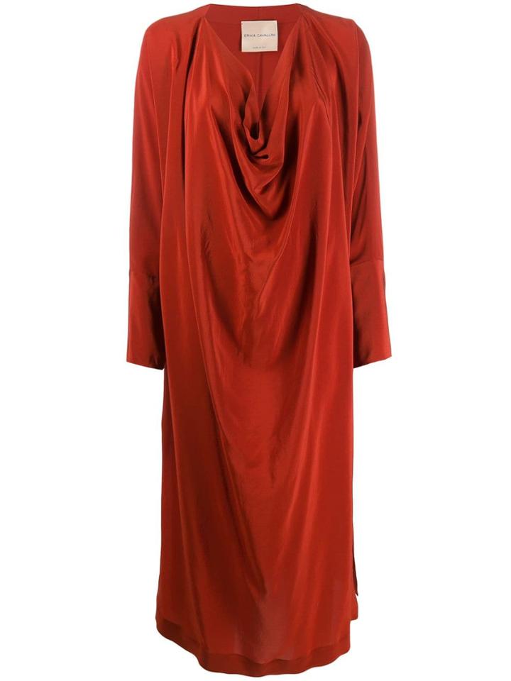 Erika Cavallini Long-sleeve Draped Dress - Orange