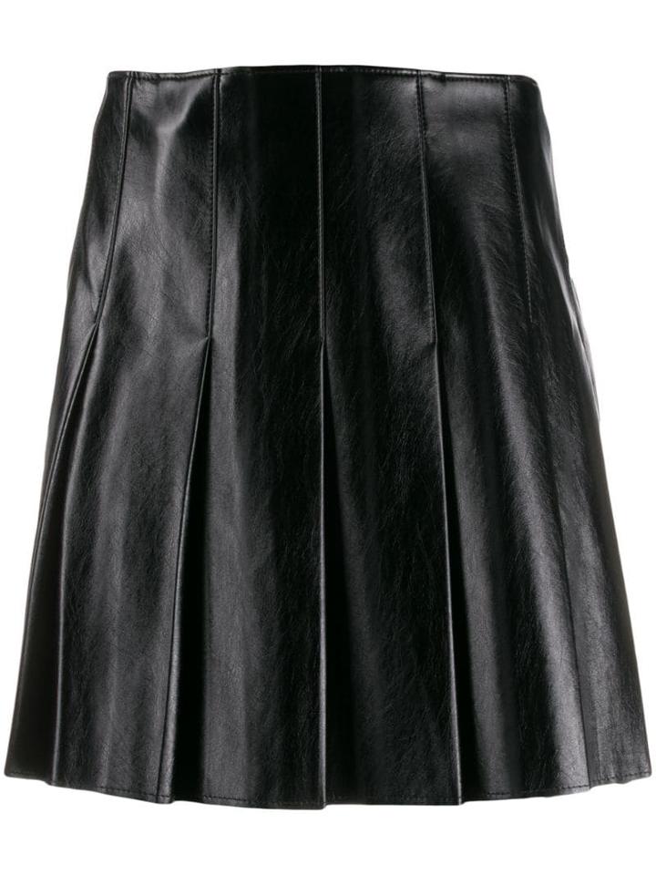 Msgm Matte Pleated Skirt - Black