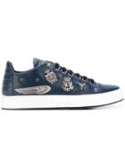 Philipp Plein Honor Sneakers, Men's, Size: 45, Blue, Calf Leather/leather/rubber/metal