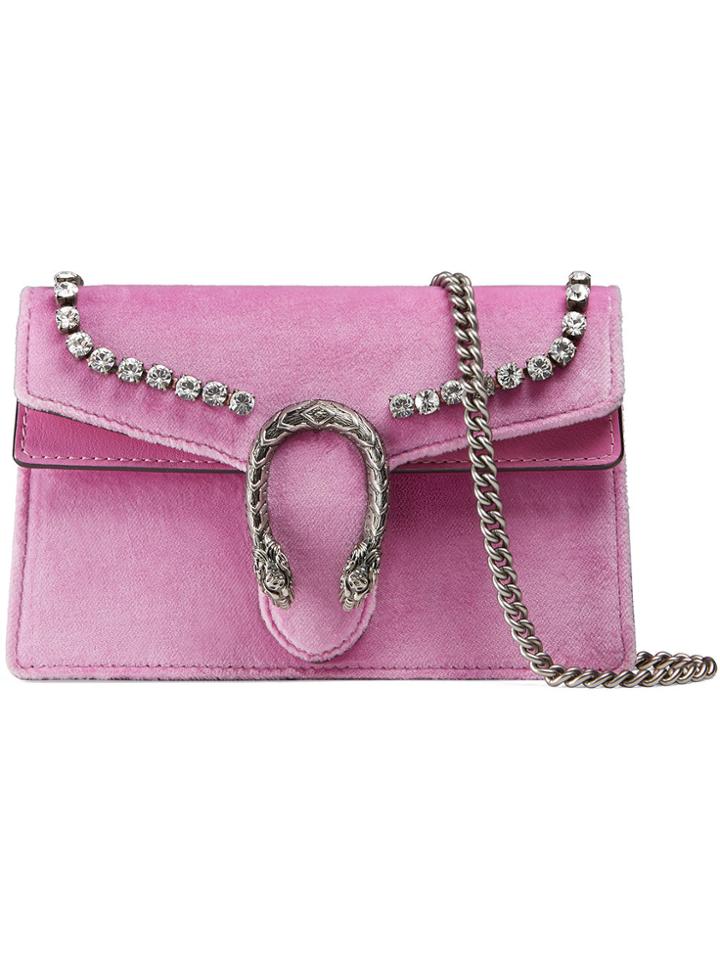 Gucci Dionysus Suede Super Mini Bag With Crystals - Pink & Purple