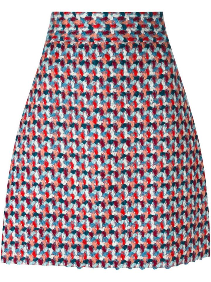 Msgm Patterned A-line Skirt, Women's, Size: 44, Cotton/polyester/virgin Wool