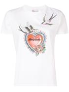 Red Valentino Logo Heart Print T-shirt - White
