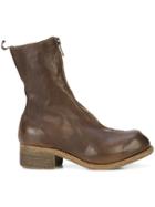Guidi Block Heel Zip Front Boots - Brown