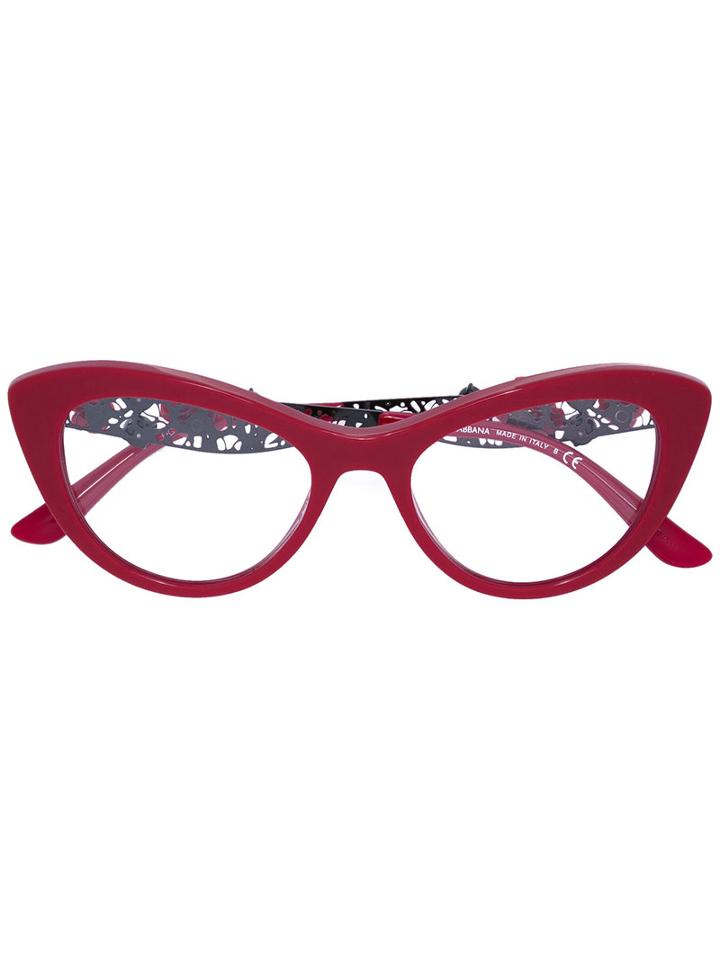 Dolce & Gabbana Flowers Lace Collection Glasses, Red, Acetate/metal (other)